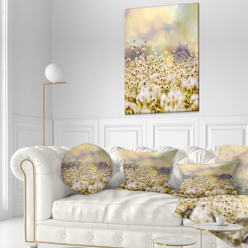 Magnifique champ de camomille - Coussin décoratif à imprimé paysage