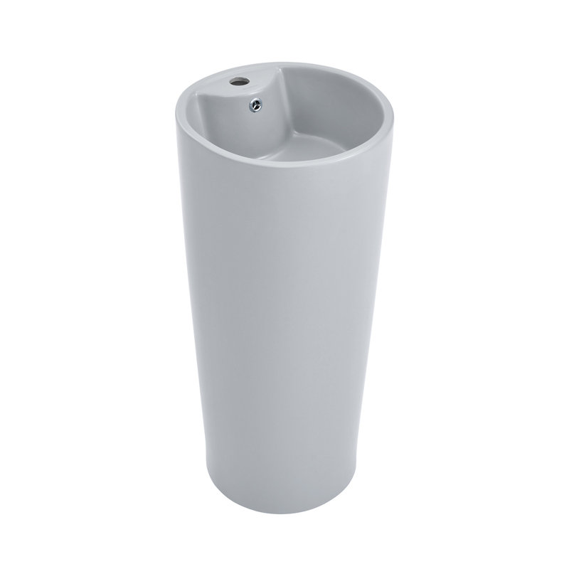 Monaco Circular Basin Pedestal Sink, Matte Gray