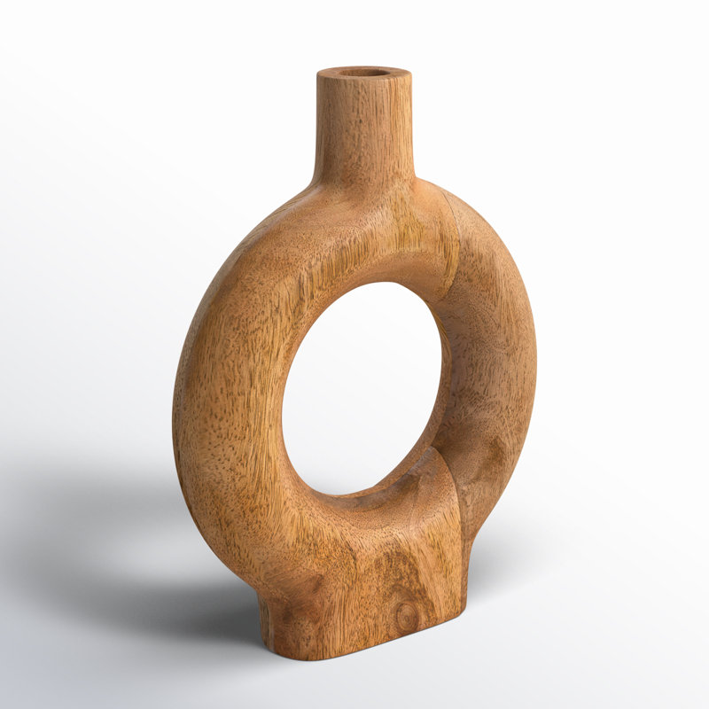 Bois de Philippos, vase en forme de beigne H 14 po, brun, H 10 po x l 8 po x P 2 po