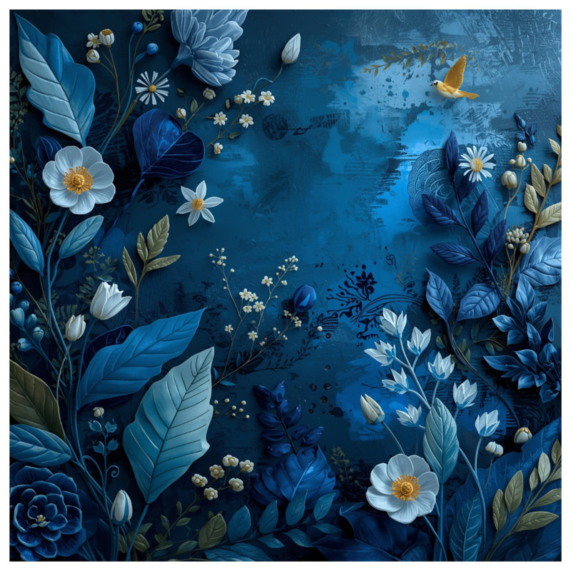 Couvre-lit matelassé à motif floral bleu toutes tailles, Double