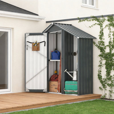 Compact Metal Garden Shed, Lockable & Weatherproof With 70Lb Shelf Capacity