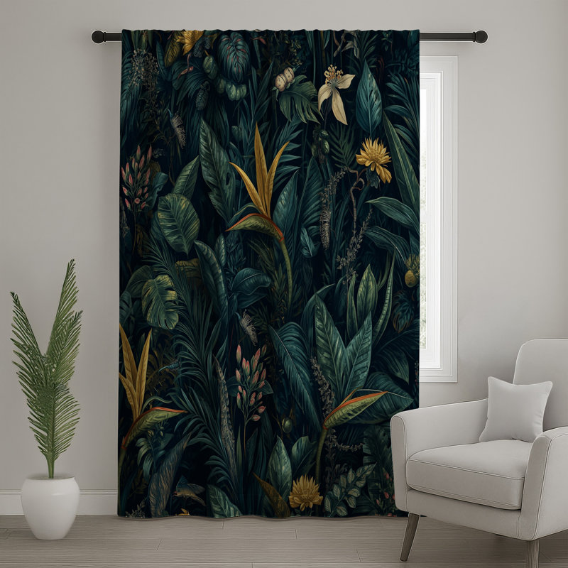 Rideaux de fenêtre, rideaux occultant et occultant Tropical Jungle, Blocage, 50 po x 80 po - 1 panneau