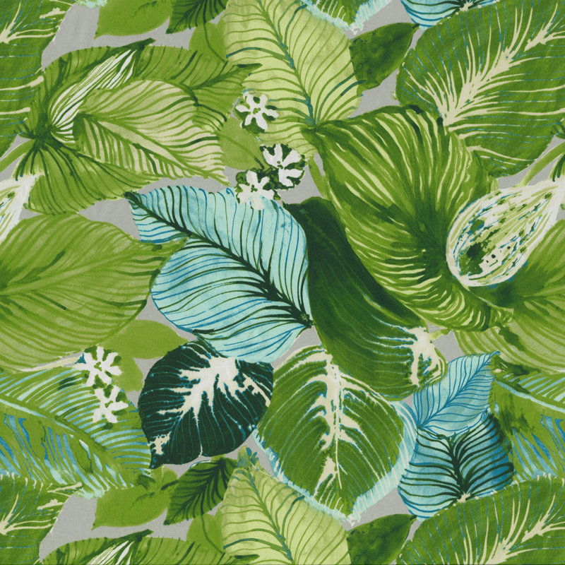 Green Tropical Leaf Rectangular Outdoor Lumbar Pillow Set