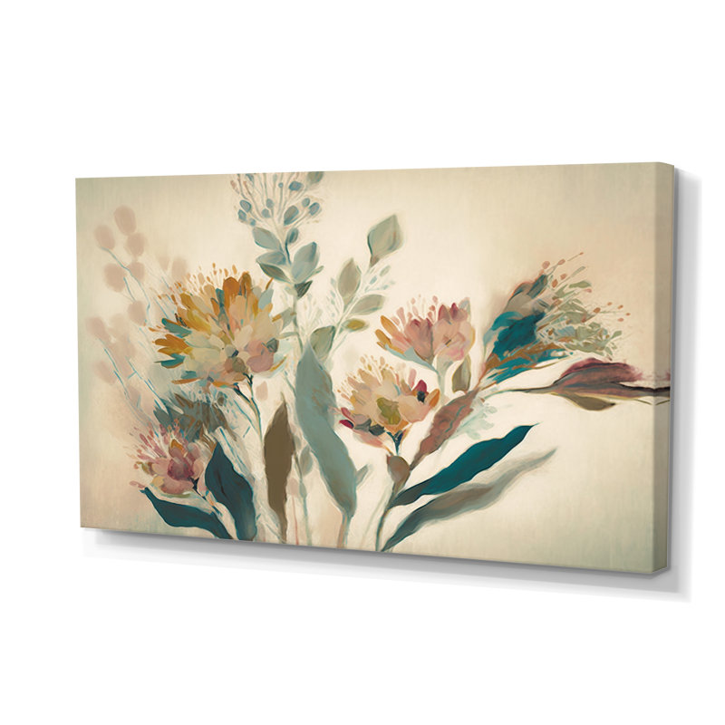 Fleurs sauvages dans des couleurs rétro délavées I - Art mural sur toile florale