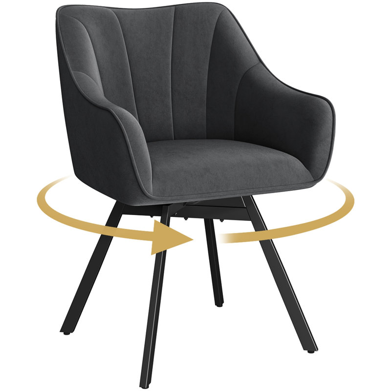 46.5cm H Polyester Upholstered Armchair, Dark Grey