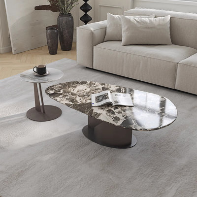 Italian oval marble coffee table living room