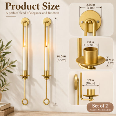 26.52 in. H Tabletop Wall Sconce Holder with Candle Included