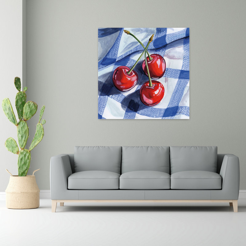 Trois cerises de pique-nique, art contemporain, H 48 po x l 48 po