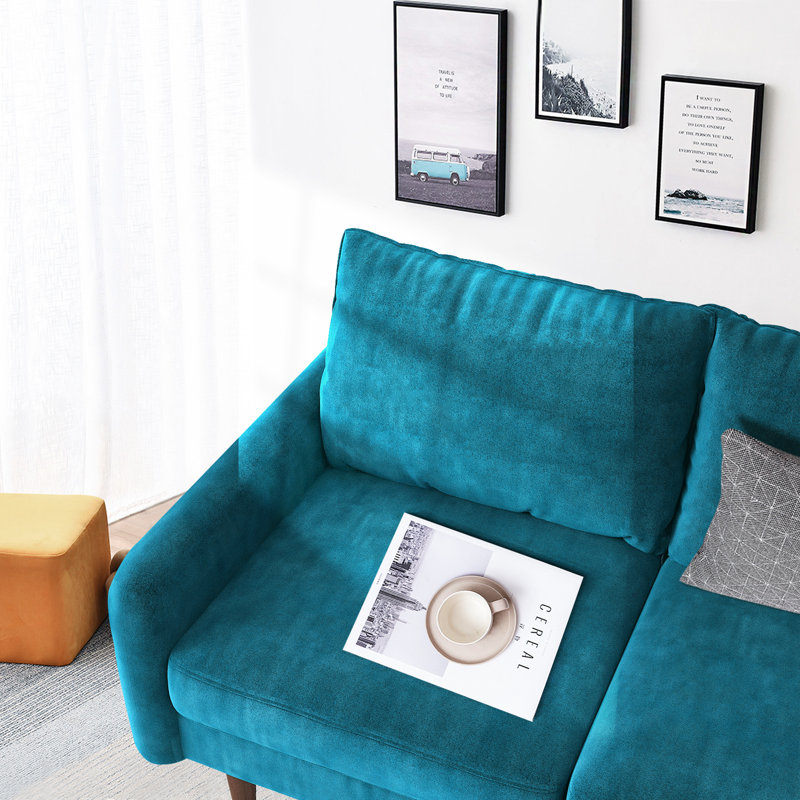 Causeuse Marick, Velours cyan foncé, H 33,1 po x l 56,3 po x P 31,1 po