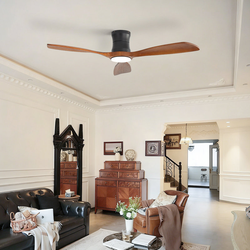Ventilateur de plafond 48 po à DEL à intensité variable de 48 po avec lumières DEL et télécommande, Noir
