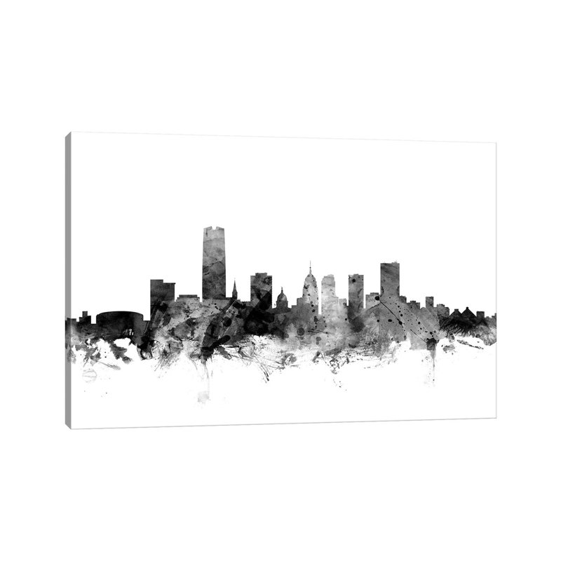 Oklahoma City In Black & White by Michael Tompsett - 1 Piece Wrapped Canvas Wall Art, 20.32 cm H x 30.48 cm W
