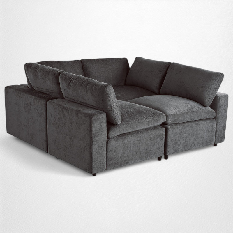 Ensemble modulaire rembourré 4 pièces 4 pièces, Mélange de polyester gris