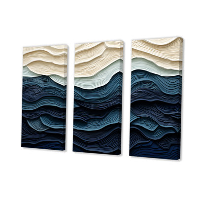 Bord de mer bleu et blanc - art mural minimaliste côtier