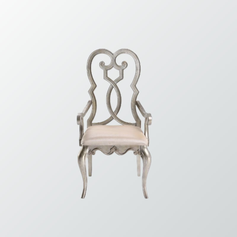 Fauteuil Colonnade (lot de 2) en velours ivoire avec finition champagne antique
