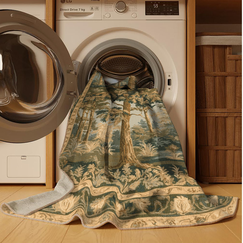 Tapis brun français lavable à la machine, Rectangle 7 pi x 9 pi