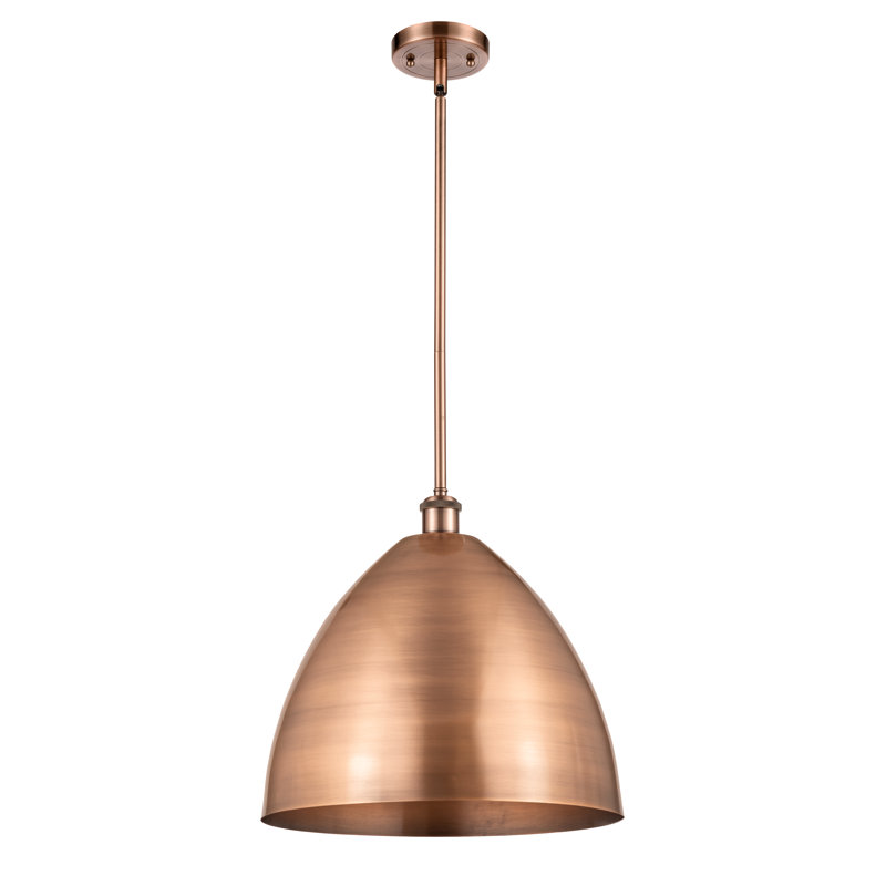 Luminaire suspendu conique à 1 lumière, Cuivre antique, Cuivre antique