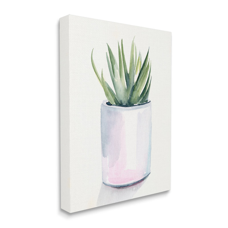 Cactus d'intérieur, plante grasse, aquarelle douce encadrée, art texturé par Jennifer Paxton Parker, H 40 po x l 30 po