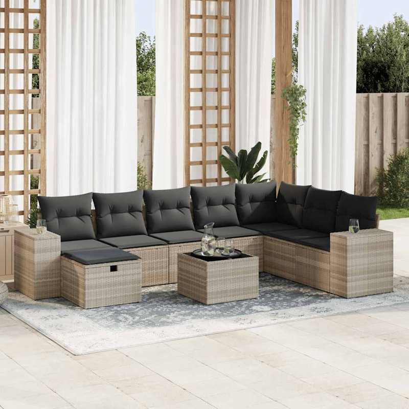  Grandes housses amovibles en rotin de polyester gris clair