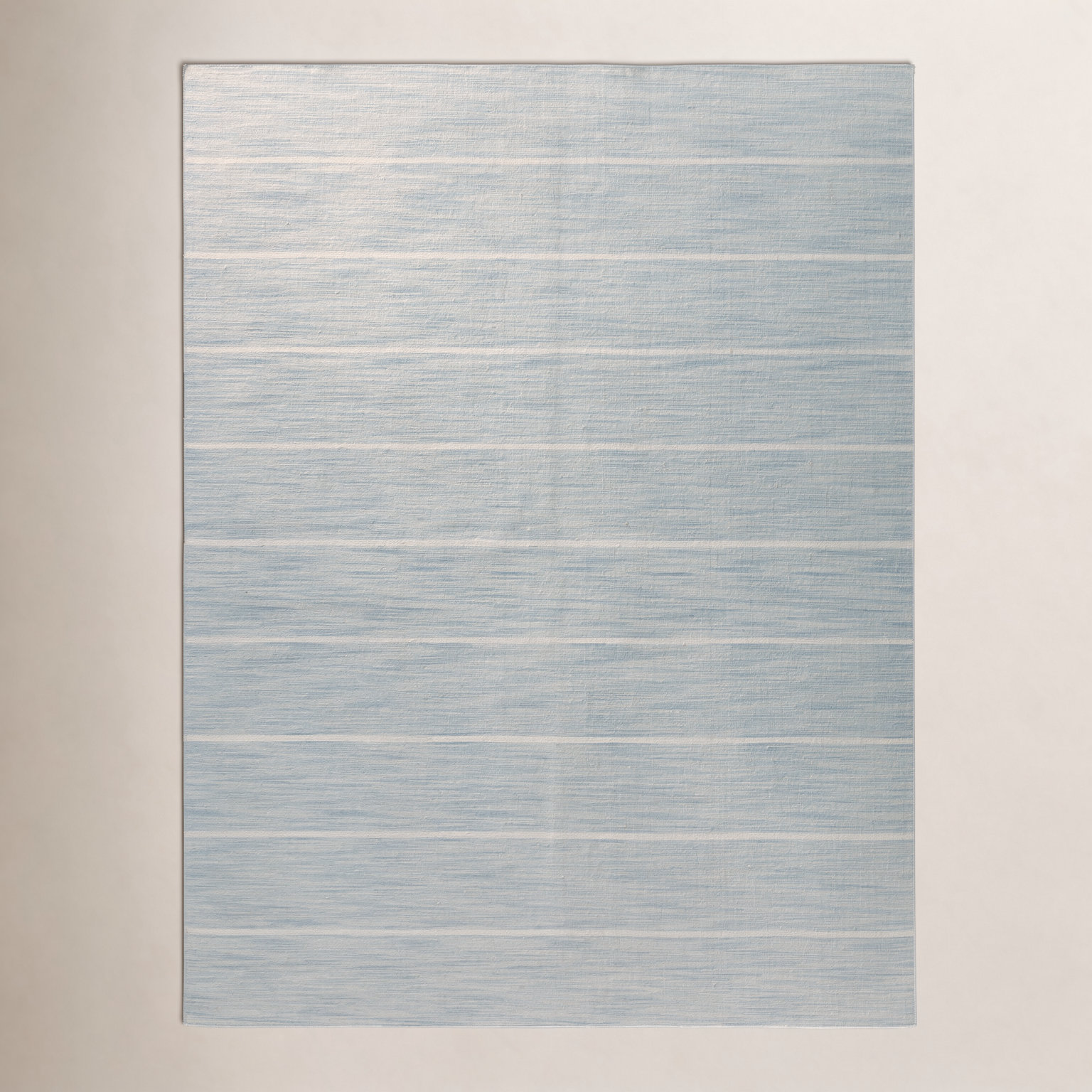 Aldine Blue Beige Hand-Woven Striped Wool Rug, Rectangle 8'10" x 11'9"