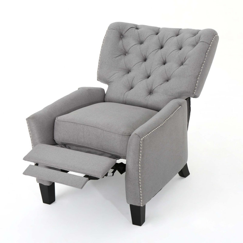 Modern Fabric Push Back Recliner, Light Grey