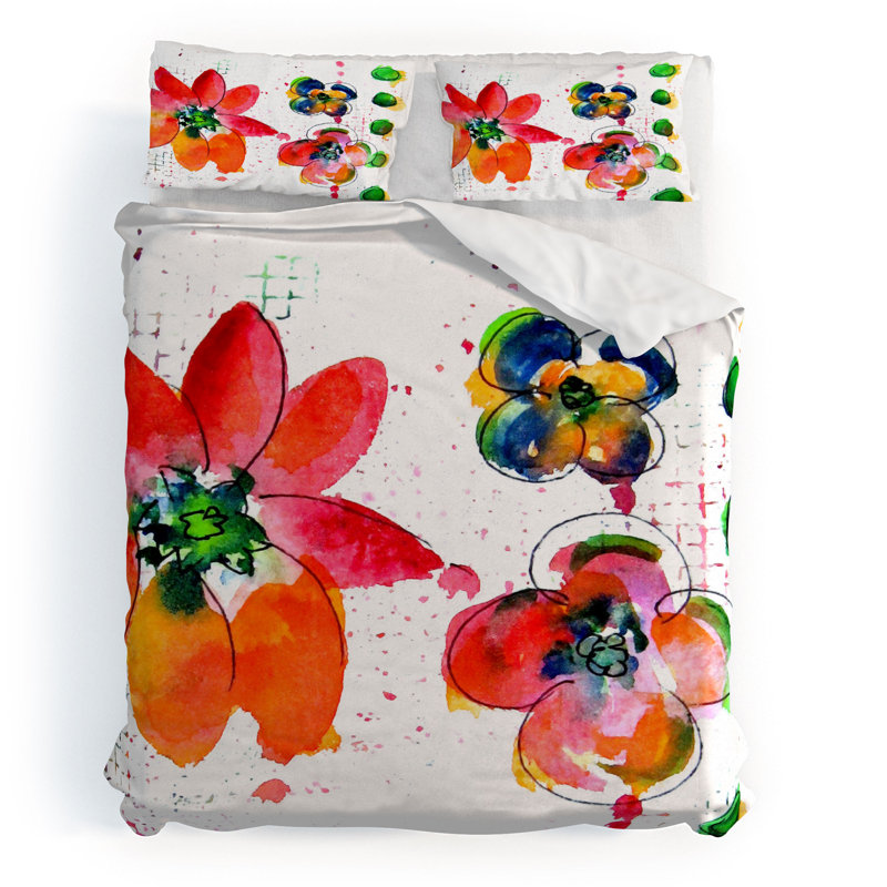 Laura Trevey Polyester Floral Duvet Cover, King Duvet Cover + 2 King Shams