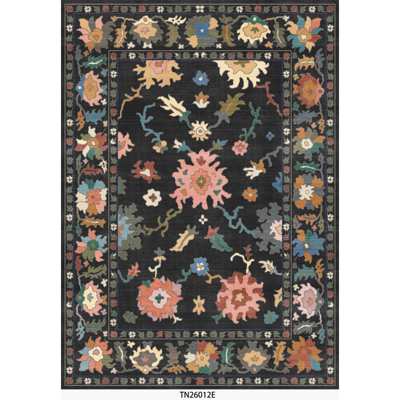 Tapis oriental lavable Kugler, Noir, Rectangle 5 pi x 7 pi