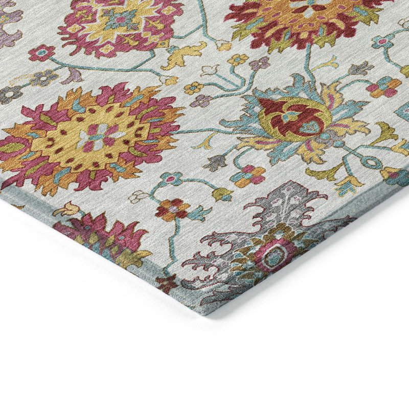 Machine Washable Indoor/Outdoor Chantille ACN2288 Damask Rug, Round 8'