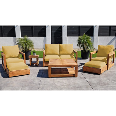 Crelake 7 Piece Teak Outdoor Seating Group with Sunbrella Cushions
