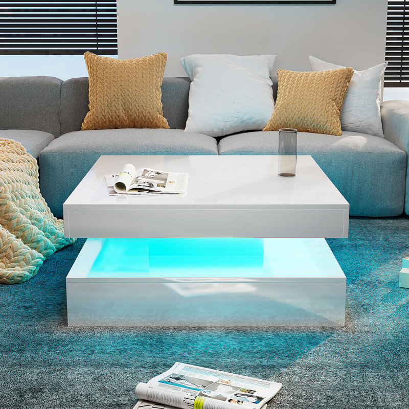 Emilly Coffee Table, Glossy White, 13.7" H x 30.7" L x 30.7" W