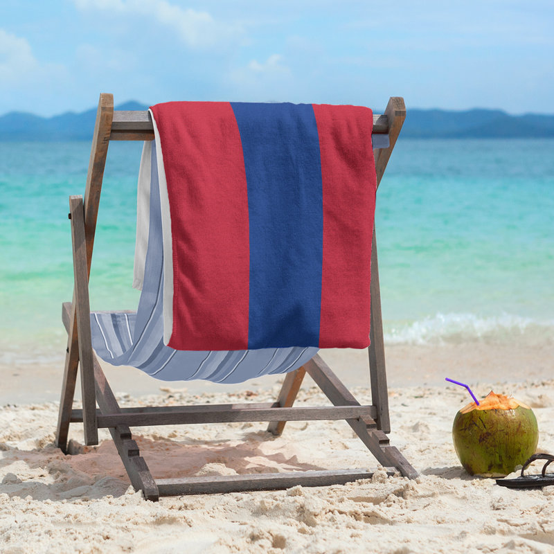 Cotton Blend Beach Towel, Red/Dark Blue
