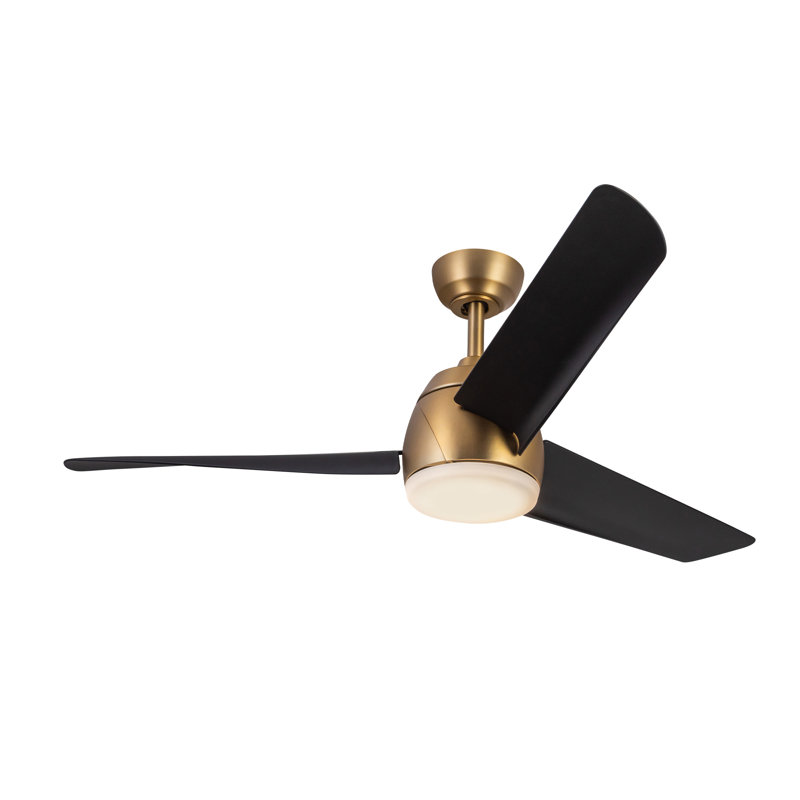 Thalia Smart LED Downrod Ceiling Fan, Matte Black, Brushed Gold