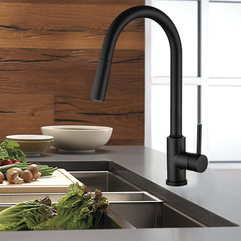 FB Pull Down Kitchen Faucet,   Matte Black