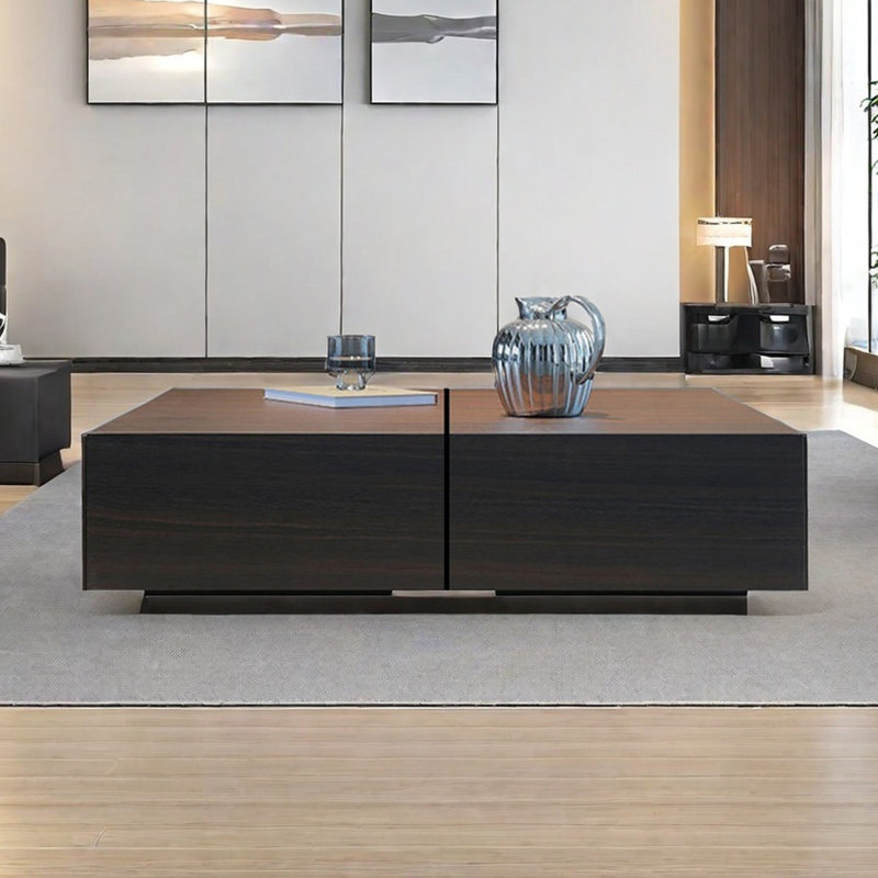 Table basse moderne et simple carrée, H 12,6 po x L 63 po x l 31,5 po, Marron foncé