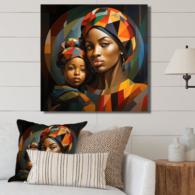 Orange orange, mère et enfant «Bond I» - Art mural africain