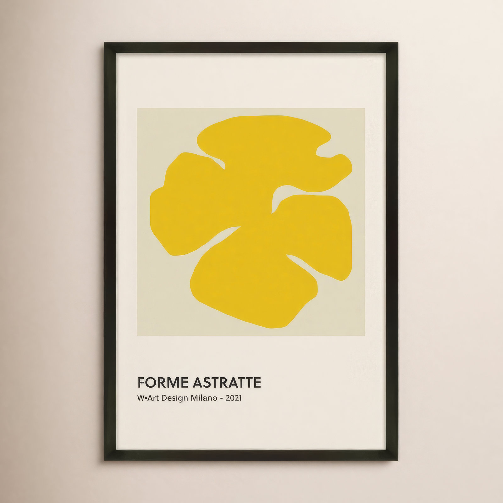 Forme Astratte Yellow by Romina Gadler, 20" H x 14" W x 1.25" D, White Framed Canvas