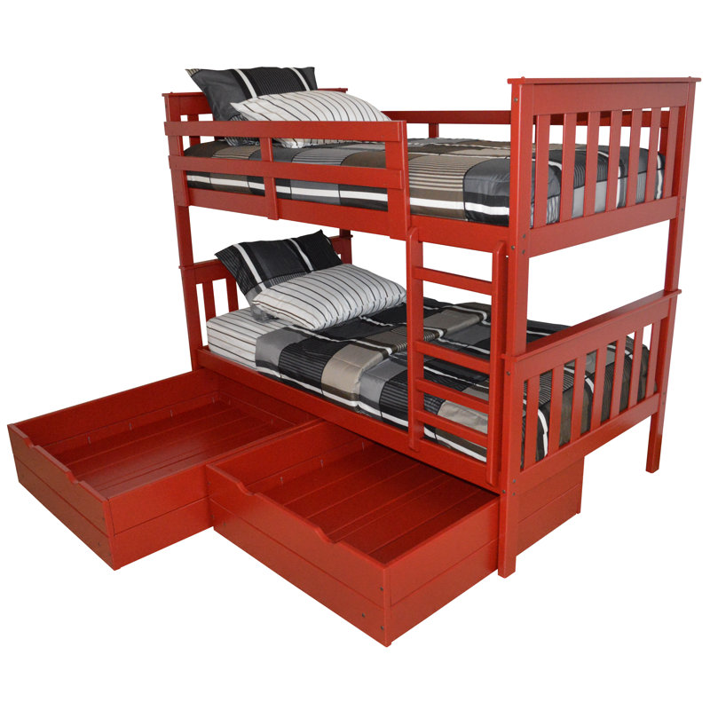 Swainsboro Kids Bunk Bed, Twin, Tractor Red