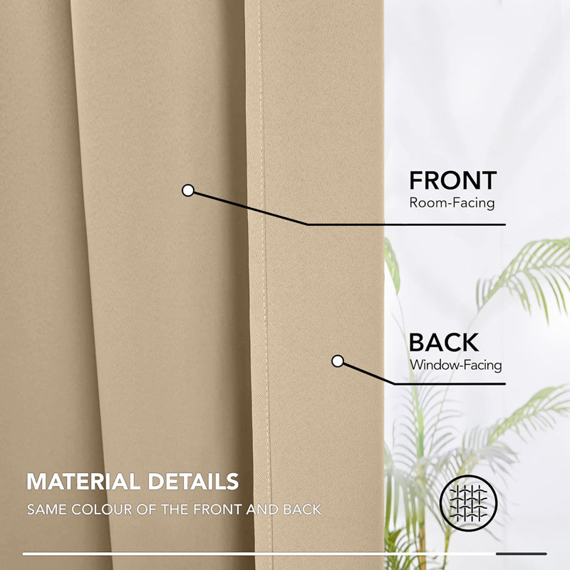 Triple Woven Blackout Curtains - Elegant Room Darkening, Cream, 168cm Width x 228cm Drop
