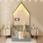 Structure de lit simple avec rails surélevés, structure en bois Matériau de la base de lit Montessori avec éclairage pour chambre d'enfant, garçons et filles, gris-464093708-464093709