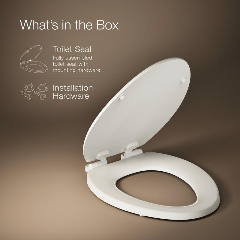 Stonewood Quiet-Close Compression-Molded Wood Toilet Seat, Biscuit, Elongated