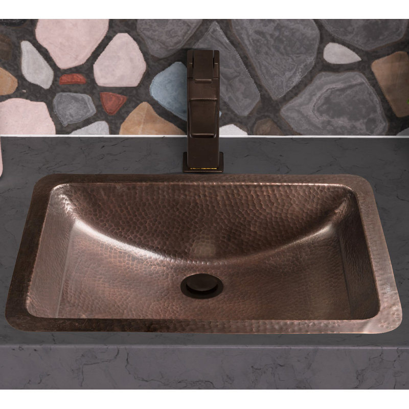 Pure Copper Hand Hammered Venetian Dual Mount Bathroom Vanity Sink 21"