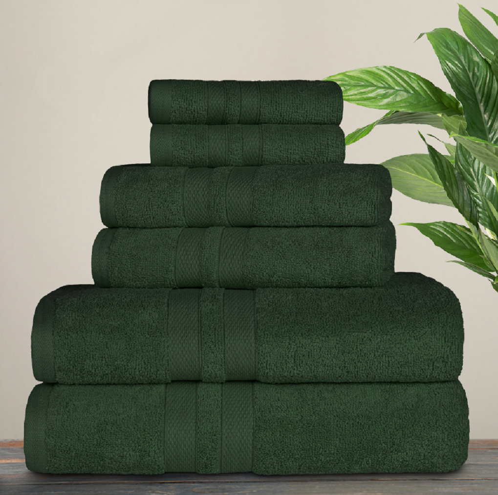 6-Piece Cotton Towel Set, Forest Green