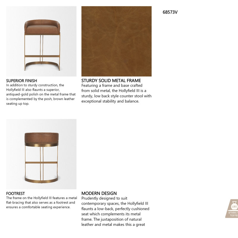 Hollyfield 29" Bar Stool, Camel, Counter Stool (25.75" Seat Height)