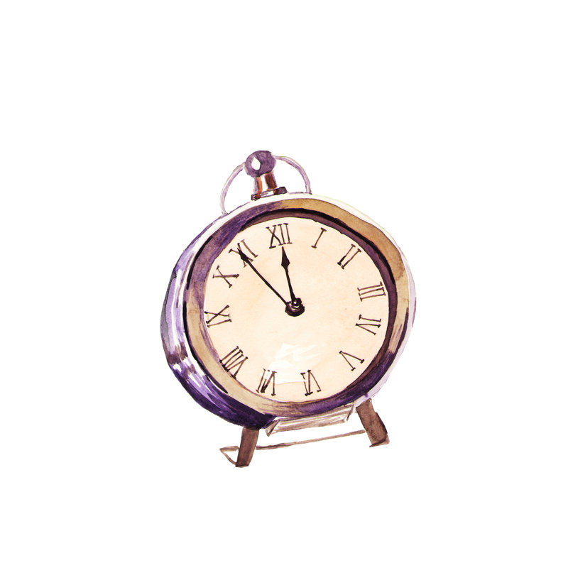 Watercolor Sketch Of Clock - Wrapped Canvas Painting, 30cm H x 30cm W x 3.8cm D