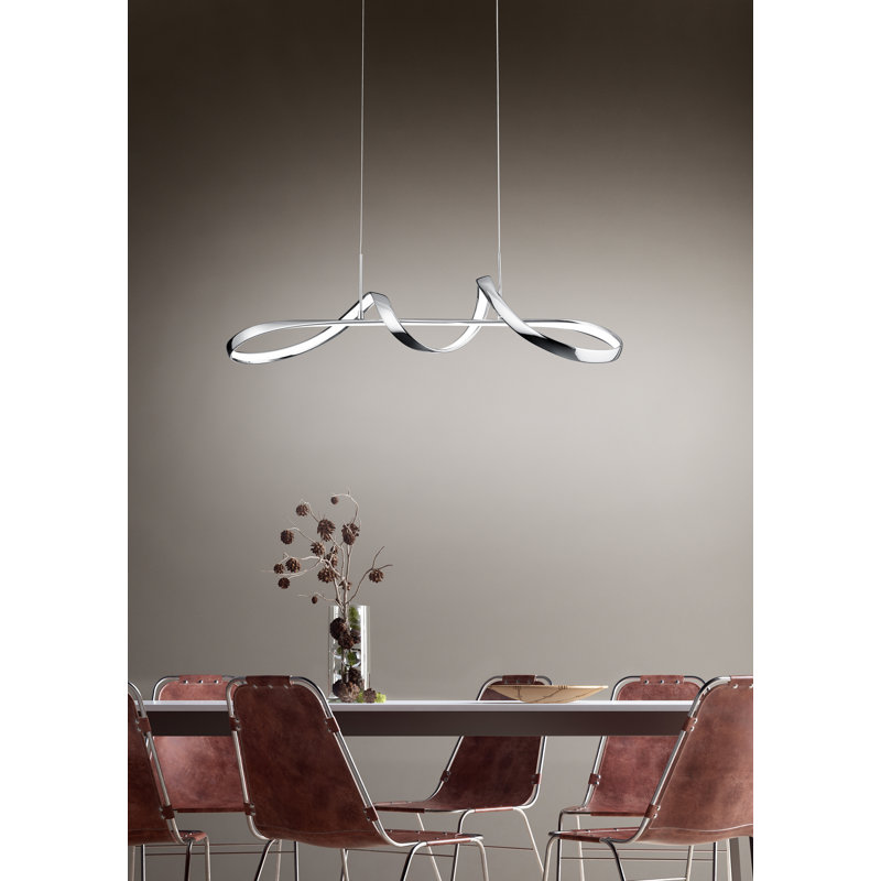 Acen 1 - Light Kitchen Island Geometric LED Pendant, Chrome