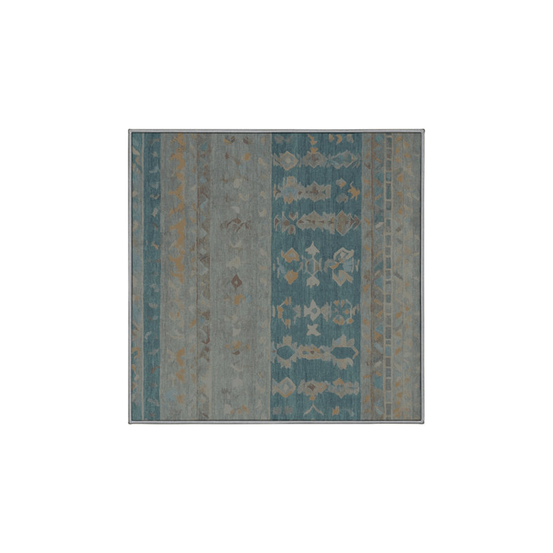 Machine Washable Gray Area Rug, Square 8'