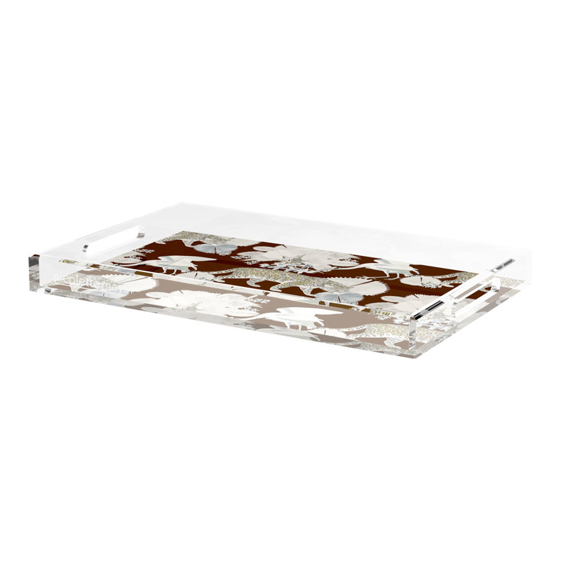 Leopard Walk Acrylic Rectangle Decorative Tray, Chocolate, 22.5"W x 14.5"D x 2"H