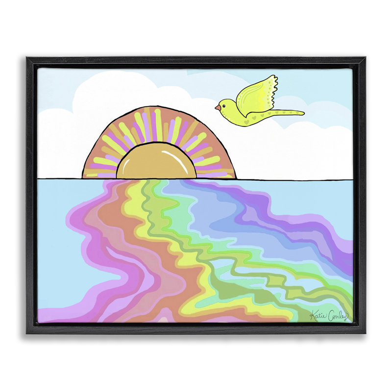 Cadre flottant Swirling Rainbow Sea Reflection, design par Katie Conley, Cadre flottant noir de jais, H 17 po x l 21 po
