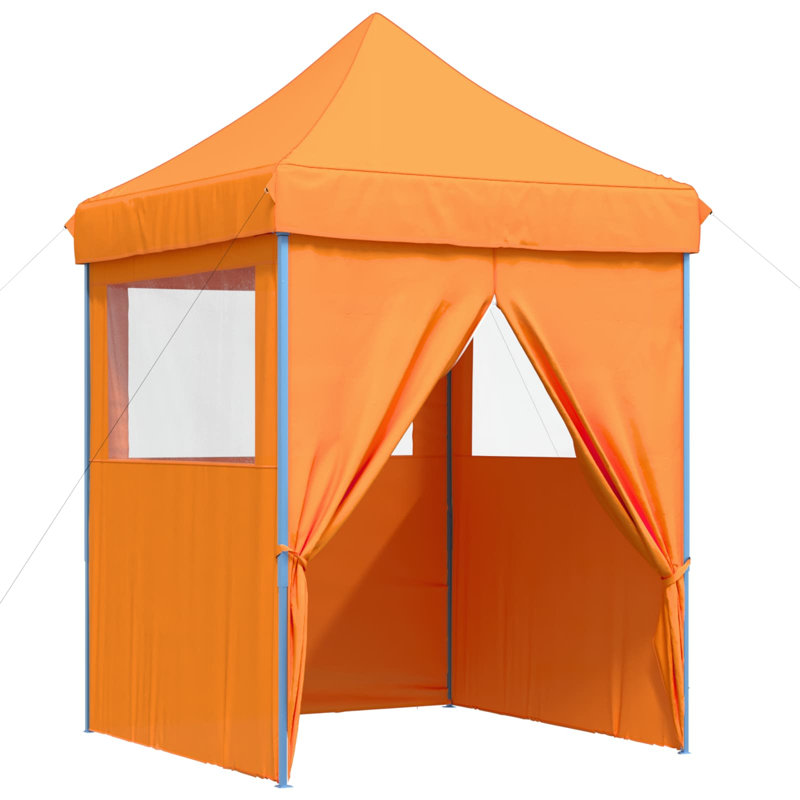Vidaxl Foldable Tent Canopy Patio Pavilion Gazebo Pop Up Tent Marquee Canopy, 306cm H x 200cm W x 200cm D, Blue, Orange