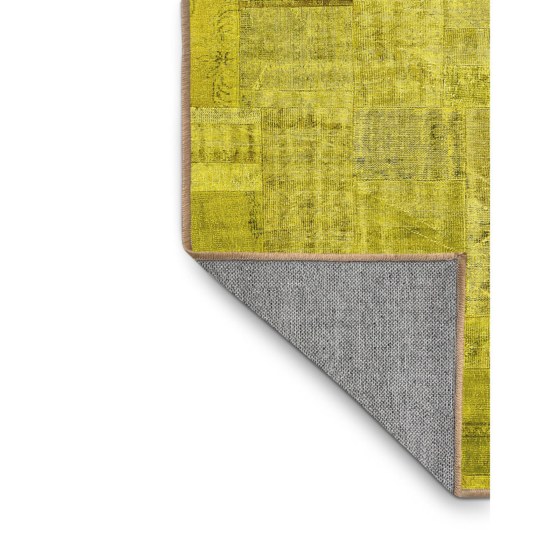 Tapis contemporain 442 jaune lavable à la machine, Rectangle 8 pi x 10 pi