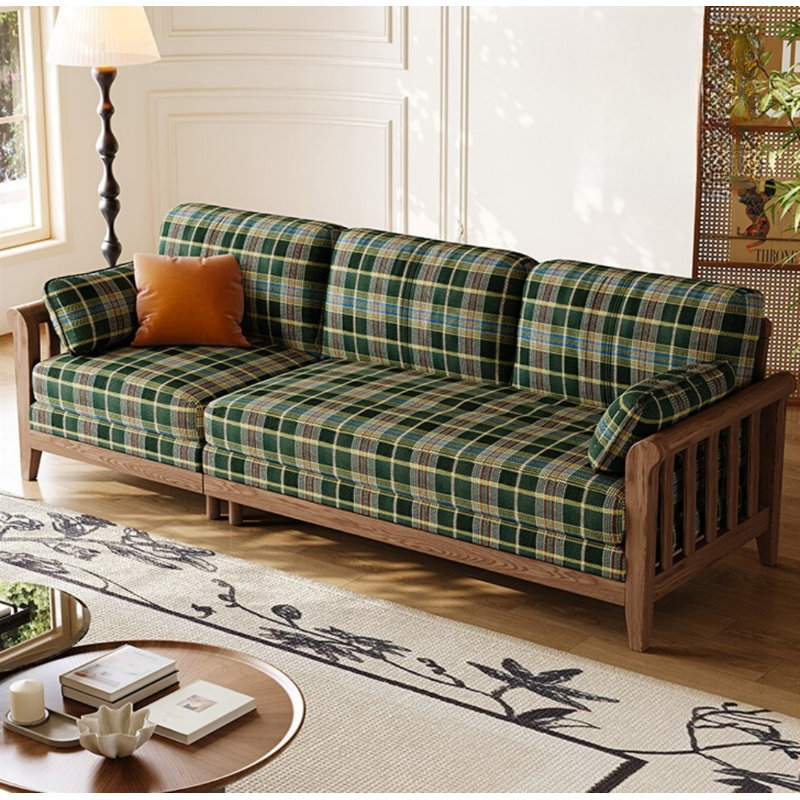 Retro Fabric Checkered Sofa